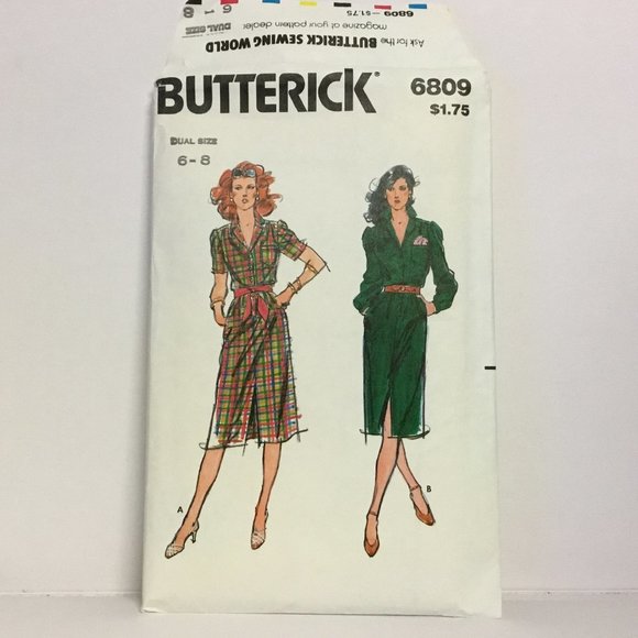 Retro Butterick Dual Size 6-8 Pattern #6809 - Picture 1 of 4